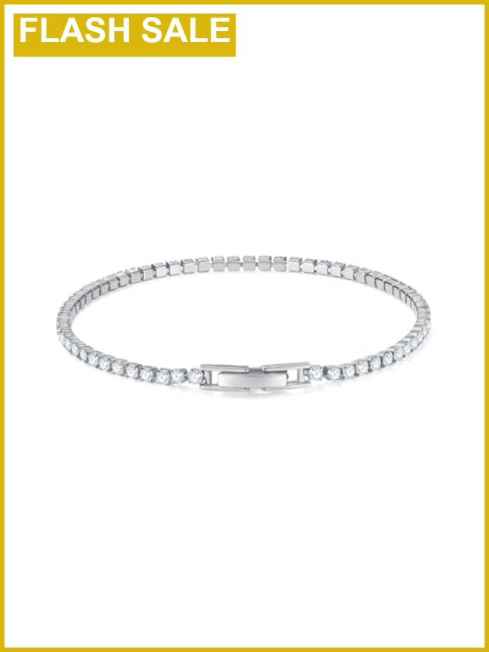 Waterproof Gold Plated Tennis Bracelet 2mm Cubic Zirconia 7 Inch